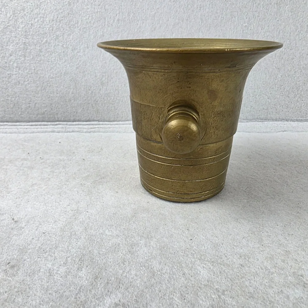 Vintage Solid Brass Mortar MO 5 Double Handle Apothecary Herb Spice Grinder